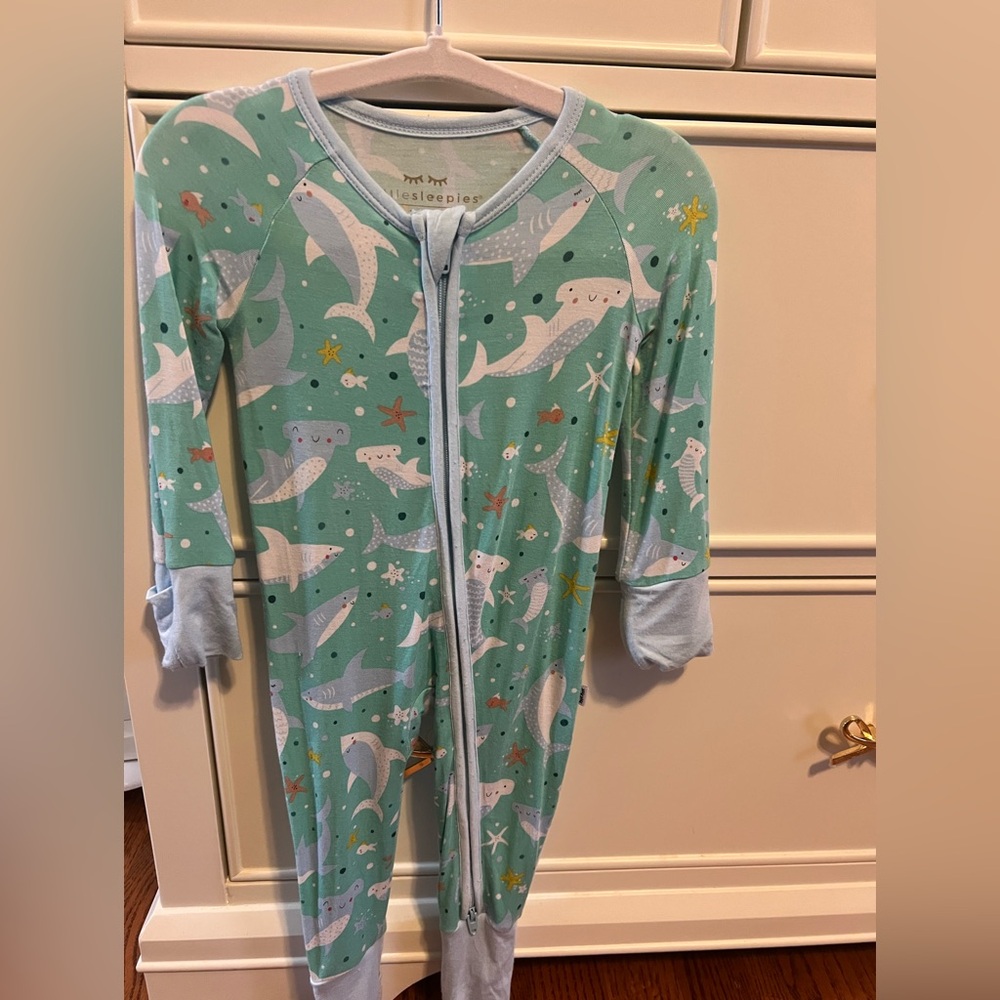 Little Sleepies Aqua Shark Soirée Zip Pajama